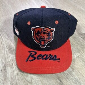 VTG‎ Sports Specialties Chicago Bears Brim Script Snapback Hat NFL Blue Wool Cap
